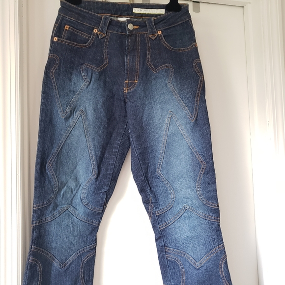 Azzure blue jeans with gold contrast stitch design - Picture 9 of 16